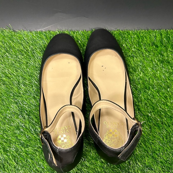 Vince Camuto Attera Flats Women's Size 8 M Black Leather Slip On Ankle Strap - Picture 6 of 8